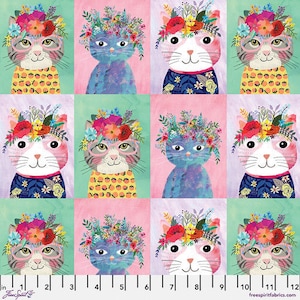 Floral Kitties | Mia Charro | Free Spirit Fabrics | by the half yard