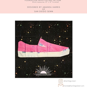 Modello di carta per patchwork SoCal Slip-On Foundation / PDF di blocco FPP ispirato a Vans