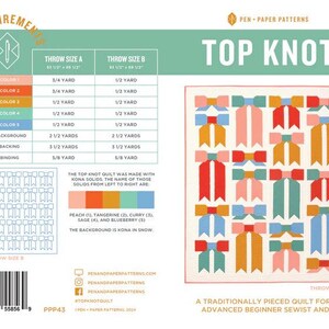 Top Knot Quilt Pattern- Printed Booklet Pattern