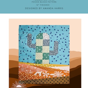 Modello FPP Desert Cactus / Foundation Paper Piecing / Blocco trapunta Cactus PDF