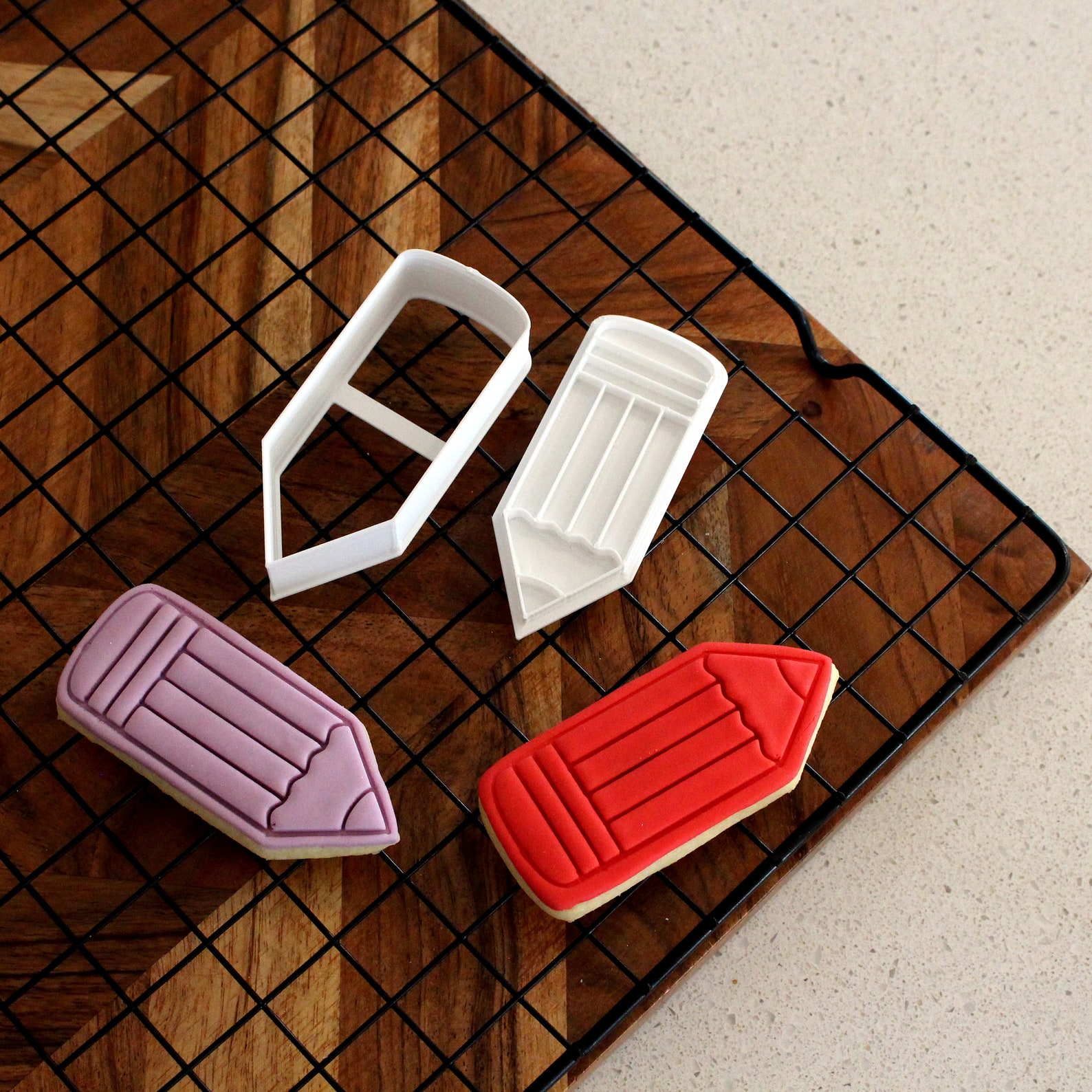 Pencil Cookie Cutter and Fondant Stamp Fondant Embosser & Etsy New