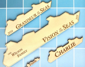 Personalized Wooden Cruise Ship Magnet: Royal Caribbean Vision Ship Class;