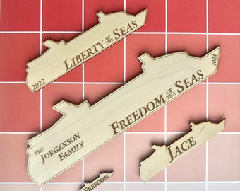 Personalized Wooden Cruise Ship Magnet: Royal Caribbean Freedom Class