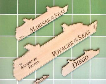 Personalized Wooden Cruise Ship Magnet: Royal Caribbean Voyager Class