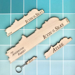 Personalized Wooden Cruise Ship Magnet: Royal Caribbean Icon Ship Class; Icon of the Seas, Star of the Seas