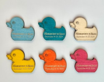 Personalized Cruise Ducks Magnets: Engraved Wood, Any Ship