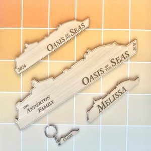 Personalized Wooden Cruise Ship Magnet: Royal Caribbean Oasis Ship Class; Oasis, Allure, Wonder, Harmony, Symphony, Utopia of the Seas