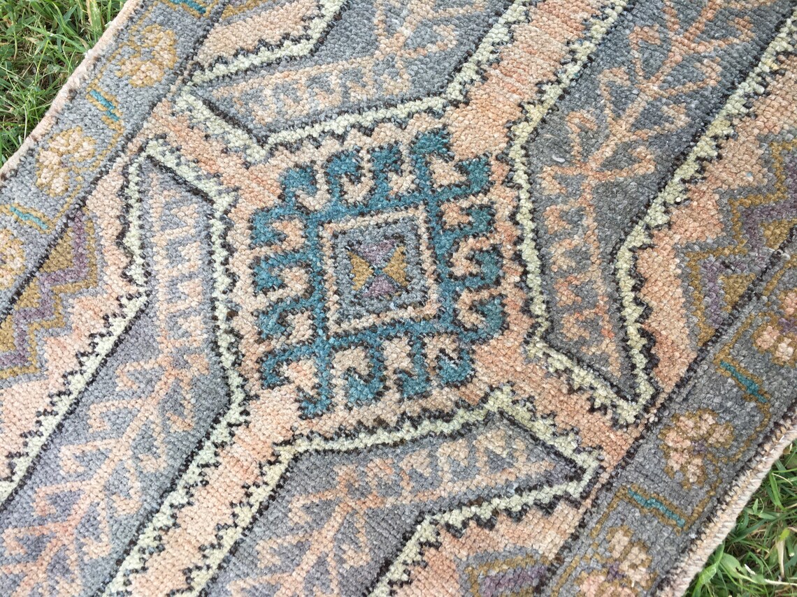 Low Pile Small Rug Small Vintage Rug Wool Small Rug Turkish Etsy