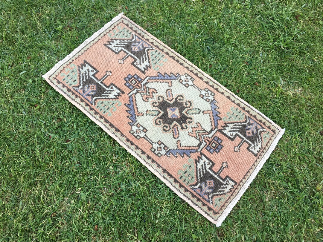 Handmade Small Low Pile Rug Vintage Small Oushak Rug Etsy UK