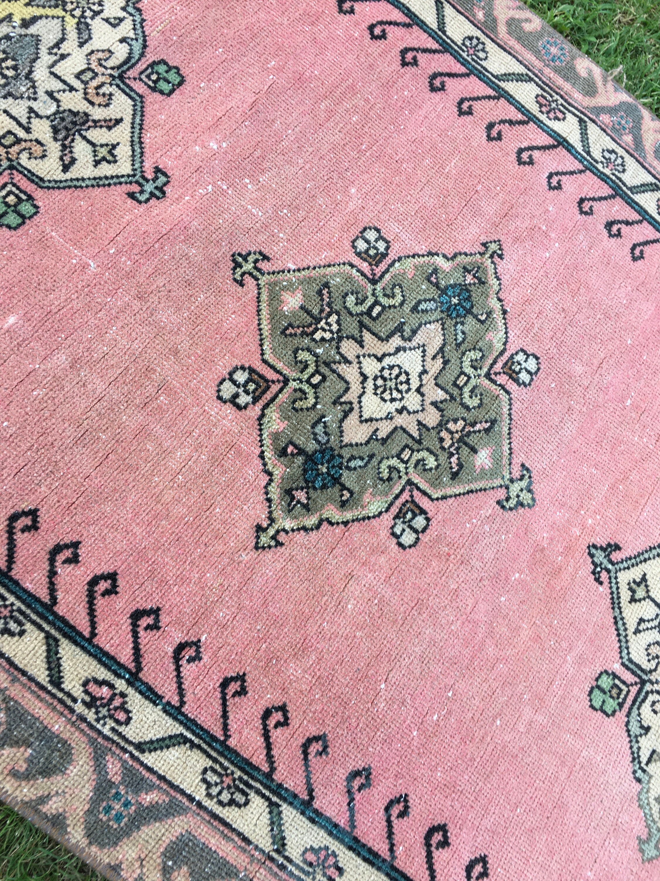 Oriental Pink Rug Handmade Area Rug Vintage Rug Oushak Etsy