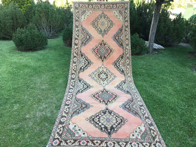 13 Feet Long Rug Hallway Rug Vintage Area Rug Pink Rug Etsy