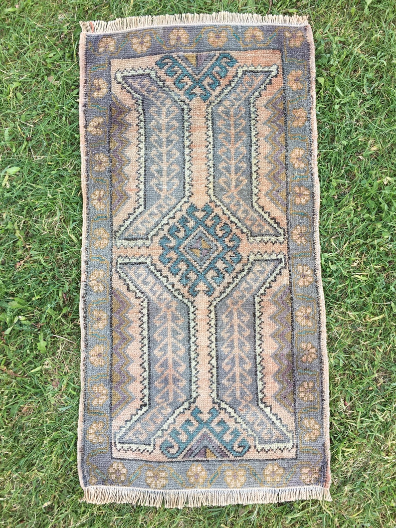 Low Pile Small Rug Small Vintage Rug Wool Small Rug Turkish Etsy