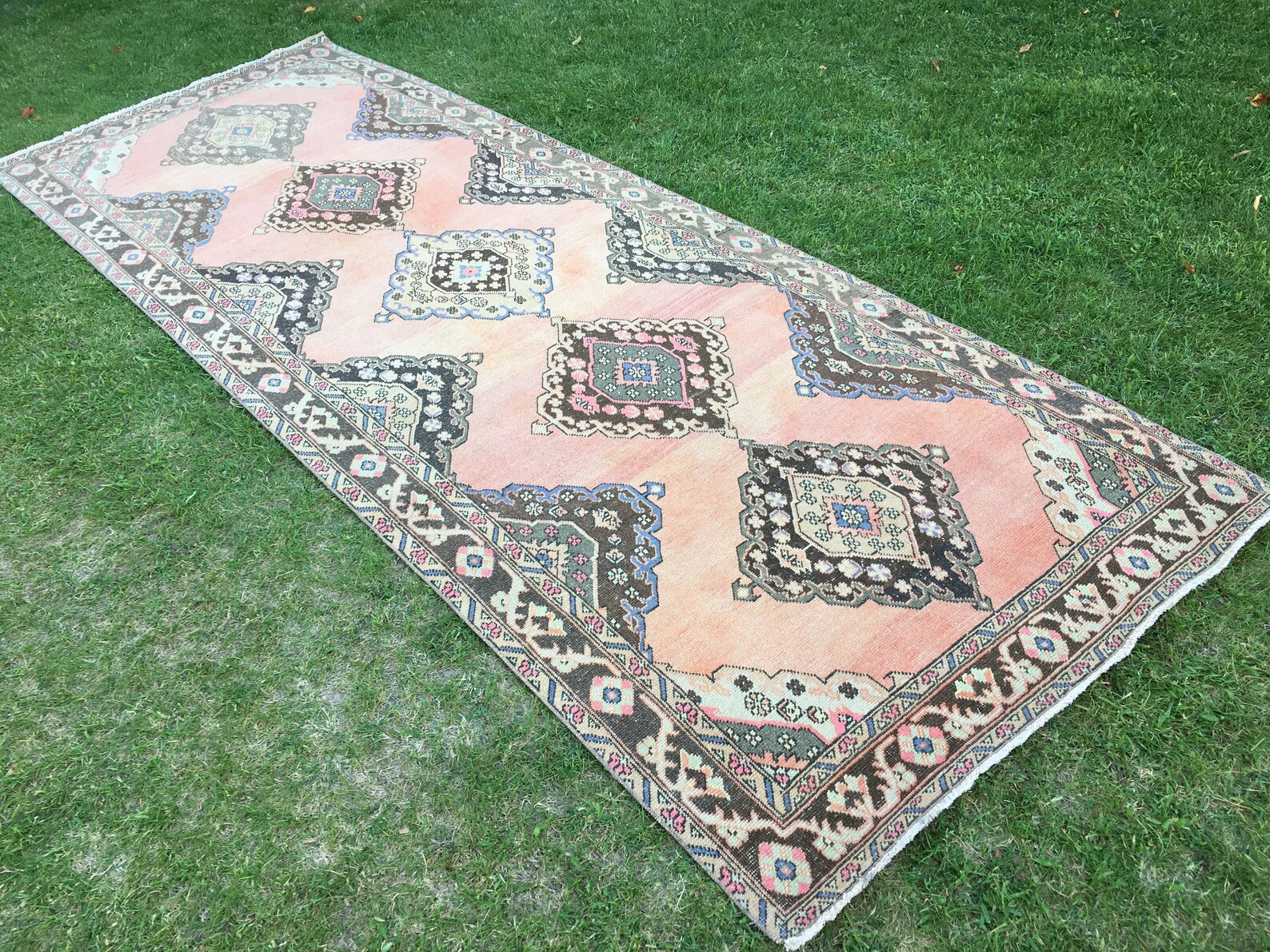 13 Feet Long Rug Hallway Rug Vintage Area Rug Pink Rug Etsy