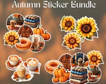 BUNDLE: Fall Sticker Bundles, Autumn Stickers, Dog Fall Stickers, Autumn Pet Stickers
