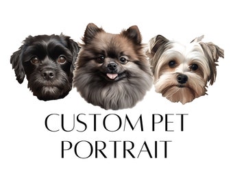 Handmade Custom Realistic Pet Portrait, Multiple Pets Portrait, Custom Pet Portrait, Personalized Pet Painting, Pet Memorial Gift, Pet Gifts