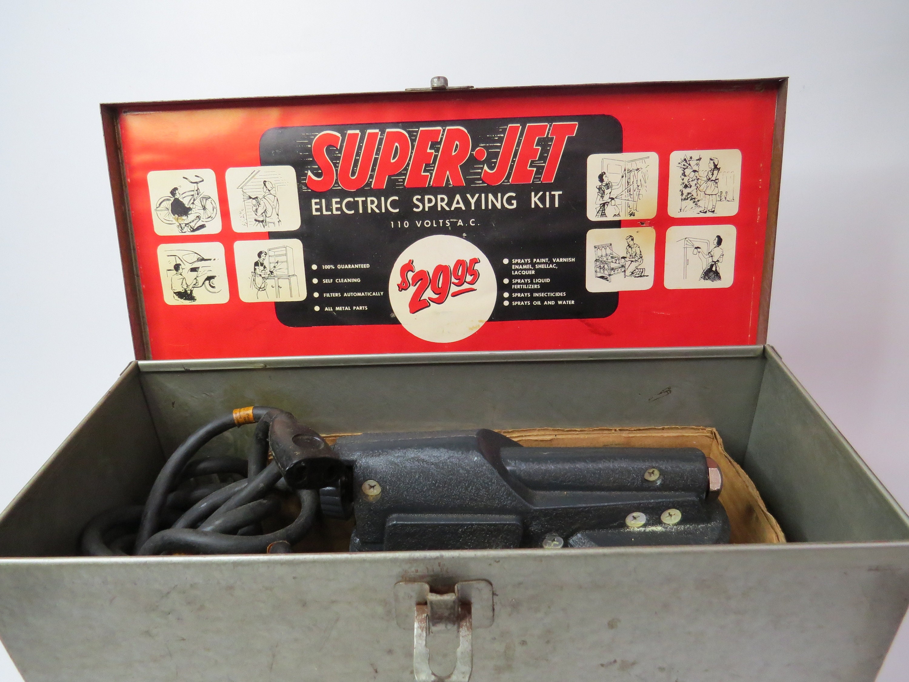 Rare! Vintage 50s Electric Sprayer Spraying Kit ~ Superjet Paint