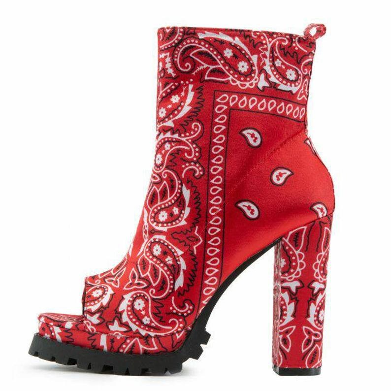 black bandana platform heels