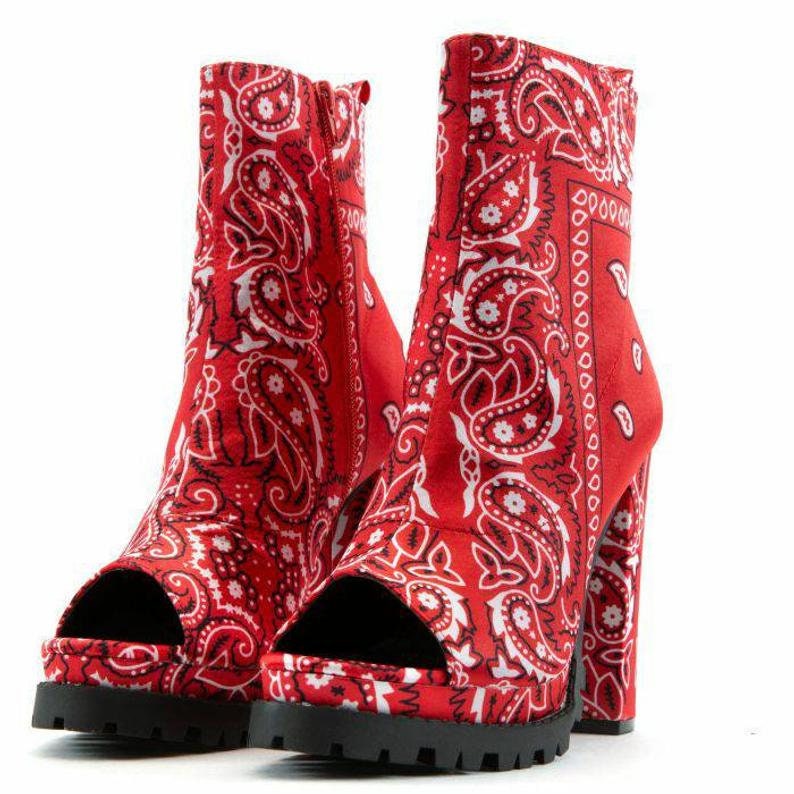 black bandana platform heels
