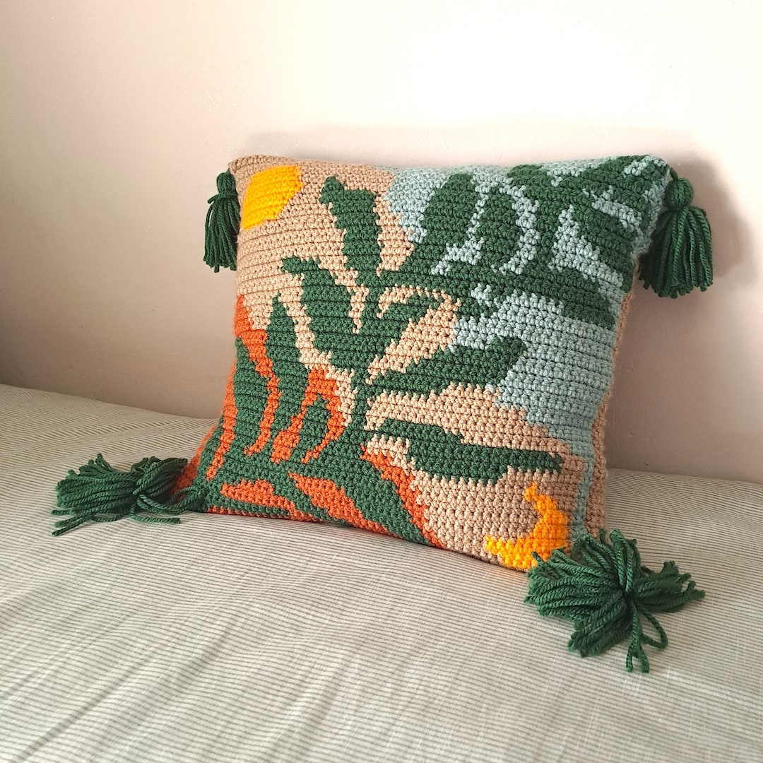 Federa per cuscino con foglie tropicali, federa per