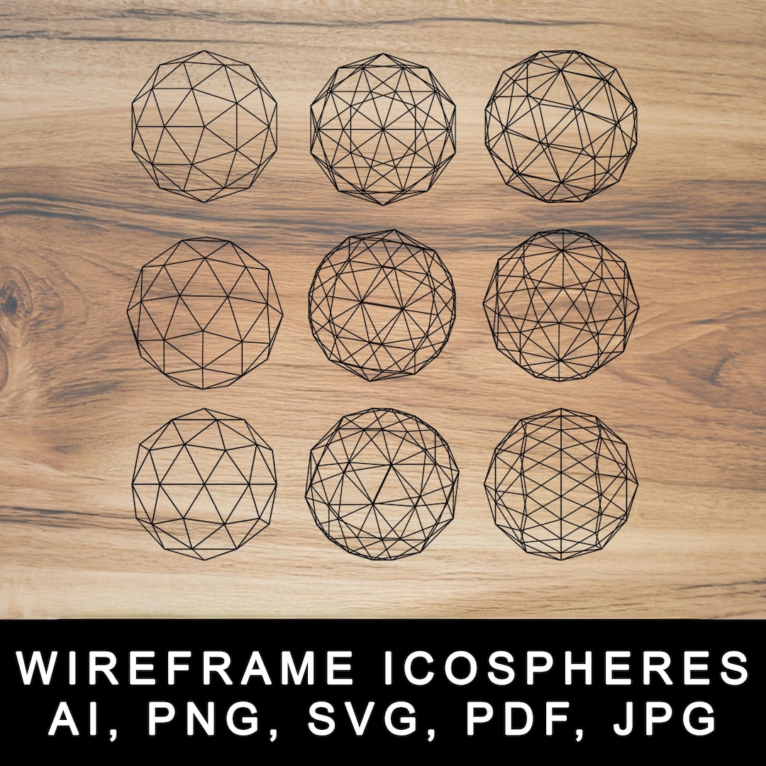 Polygon Pattern Design Dxf Geometric Wireframe Sphere Bundle, 3D Polygon Line Art, Laser Cut Files ...