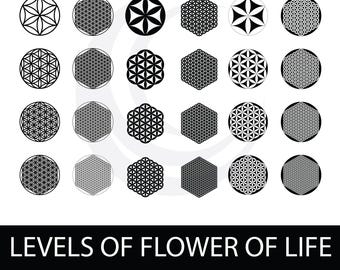 Levels Of Flower of Life, Sacred Geometry, Digital, Laser Cut, Engraving Files, CNC Carving, Cricut, Print Ai, Dxf, Jpg, Pdf, Png, Svg