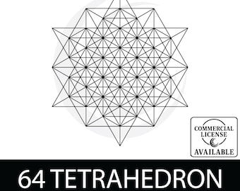 64 Tetrahedron Grid, Sacred Geometry Mandala, Laser Cut File (SVG, PNG, PDF)
