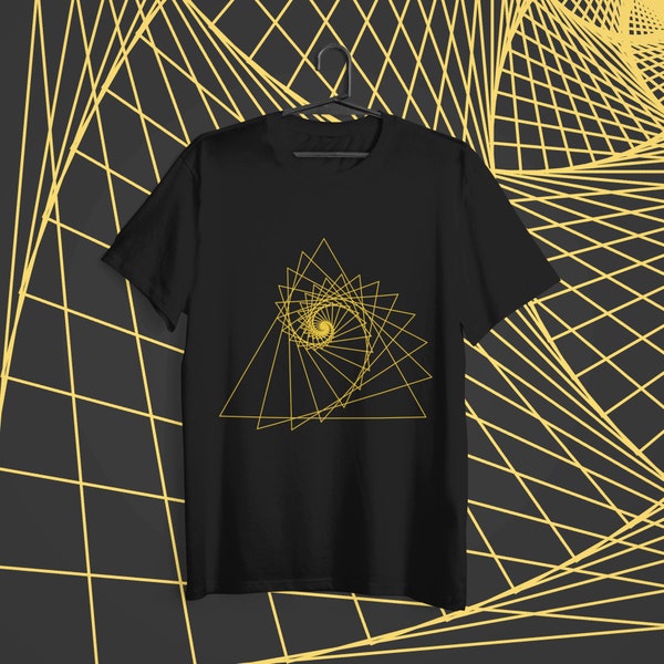 Spiral Triangles Orange Dimensional Sacred Geometry Psychedelic Intricate Geometry Unisex T-Shirt