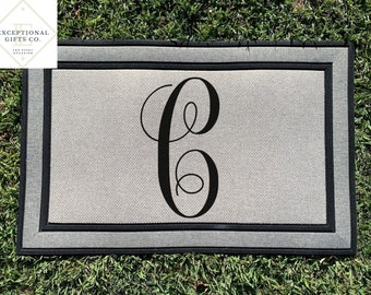 Custom Monogram Doormat, Luxury Custom Initial Door Mat, Personalized Large XL Outdoor Welcome mat, Black Tan Beige Door Mat, Wedding Gift!