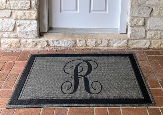 Custom Monogram Doormat, Luxury Script Initial Door Mat, Large XL Outdoor  Welcome Mat, Black Grey Rug Door Mat, Wedding Gift 