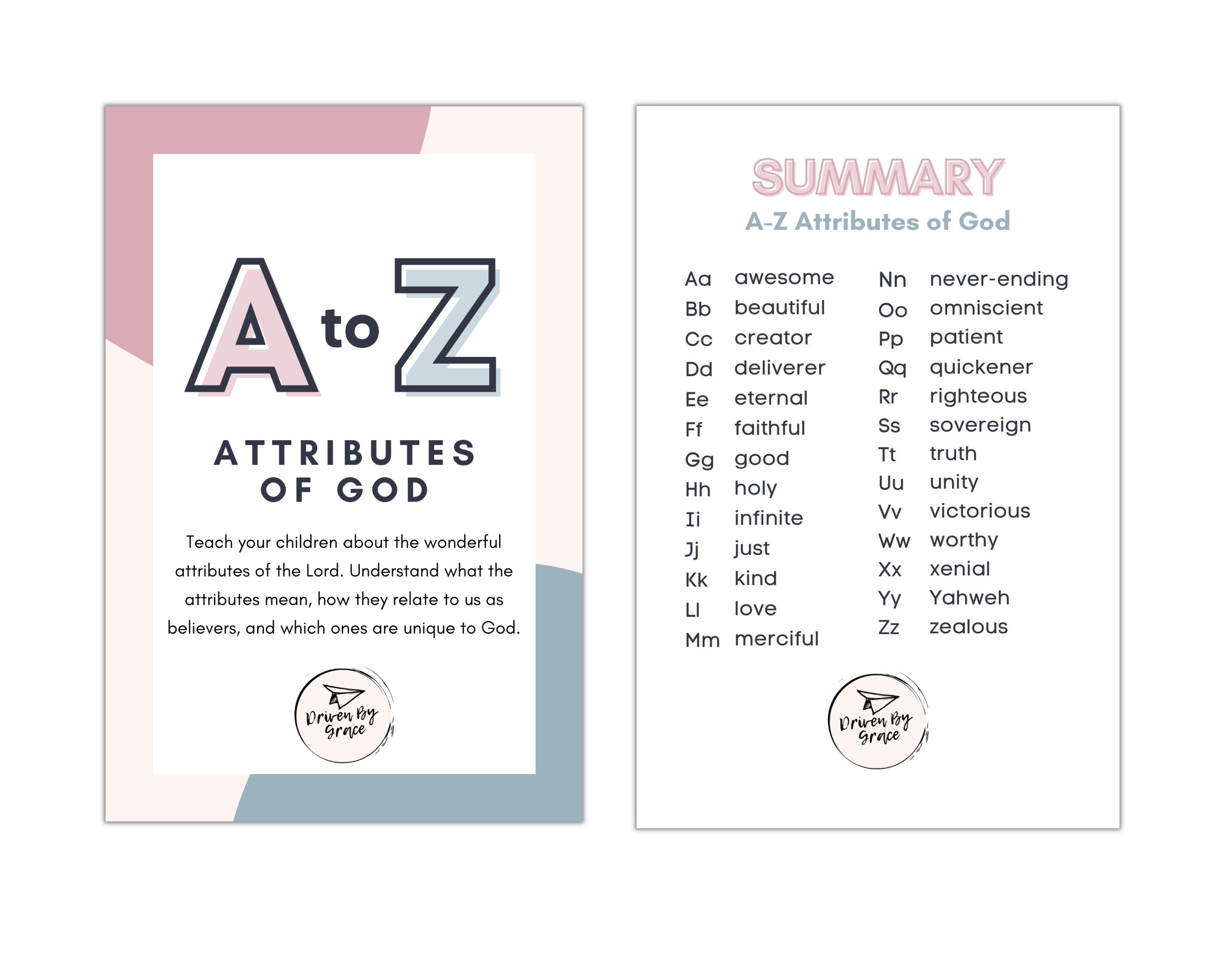 A to z attributes of god flash cards pdf download etsy