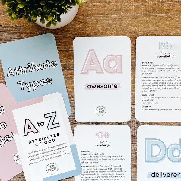 A to Z Attributes of God Flash Cards - PDF Download