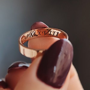 Dated Ring , Personalized Wedding Ring , Name Ring , Gift for Mother , Engraved Ring , Custom Jewelry , Wedding Band image 2