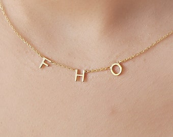 Benutzerdefinierte Buchstabe Halskette, zierliche Namen Halskette, personalisierte Initiale Schmuck, zierliche Initial Halskette, Mutter Tagesgeschenk