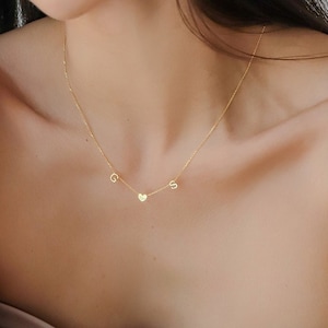 Brief ketting, hart brief ketting, aangepaste eerste ketting, gouden aangepaste gift, kerstcadeau