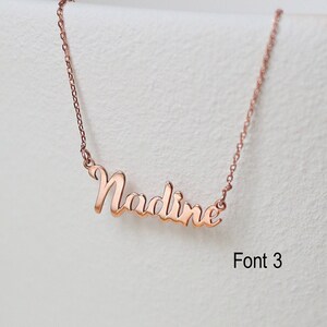 Collar con nombre de oro de 14 k, nombre personalizado, collar con nombre de estilo exclusivo, collar con placa de identificación escrita a mano, regalo para ella, regalo del día de San Valentín