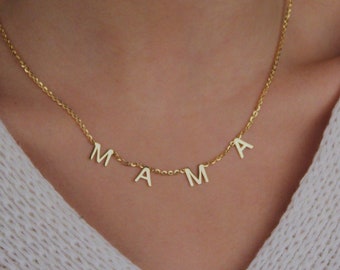 Muttertagsgeschenk, Mama Brief Halskette, Geschenk für Mama, Namen Halskette, vergoldete Halskette, Silber Halskette