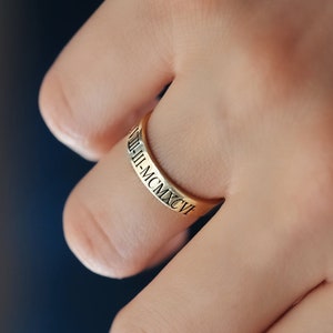 Dated Ring , Personalized Wedding Ring , Name Ring ,   Gift for Mother , Engraved Ring , Custom Jewelry , Wedding Band
