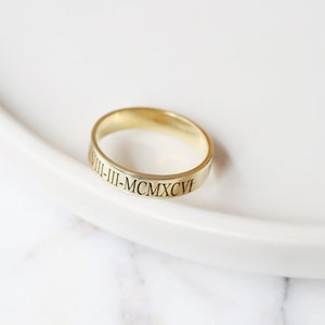 Dated Ring , Personalized Wedding Ring , Name Ring , Gift for Mother , Engraved Ring , Custom Jewelry , Wedding Band image 3