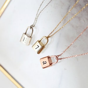 Dainty Padlock Necklace , Letter Necklace , Personalized Lock Necklace , Letter Lock Necklace , Gifts for Woman Valentine&#39;s Day Gift