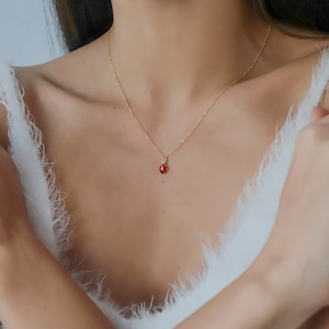 Collier coccinelle en or massif 14 carats, collier coccinelle délicat, collier animal, cadeau de la Saint-Valentin