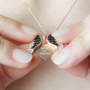 Angel Wings Necklace, Wings Name Necklace , Openable Necklace , Daniel Angel Wing , Gift For Her ,Hidden Name Necklace Valentine&#39;s Day Gift