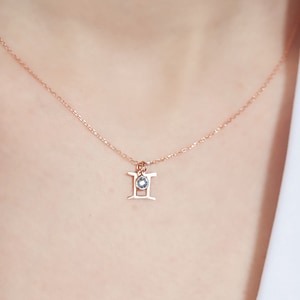 Birth Stone Horoscope Necklace , Horoscope Necklace , Tiny Horoscope Necklace , Handmade Gift Valentine&#39;s Day Gift