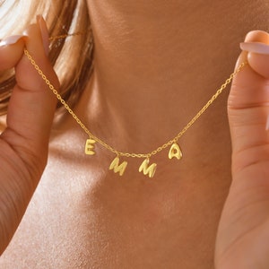 Collar con letra de burbuja, collar con letra 3D personalizado, collar con nombre de burbuja, joyería de burbuja personalizada para ella, regalo para ella, regalo del día de San Valentín