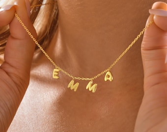 Collana con lettera a bolla, collana con lettera 3D personalizzata, collana con nome a bolla, gioielli a bolla personalizzati per lei, regalo per lei, regalo di San Valentino