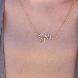 Custom Name Necklace , Name Necklace, 14K Gold Name Necklace , Necklace with Box Chain , Gift For Her Valentine's Day Gift