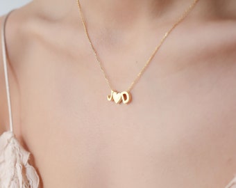 Collier lettre minimaliste, collier unique, collier initiale, petit collier lettre en or, cadeau pour elle