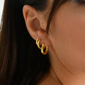 Tiny Gold Hoop Earrings,Huggies Hoop Earrings ,Small Hoop Earrings , Sterling Silver Huggies , Gold Plated Hoops , Valentine's Day Gift
