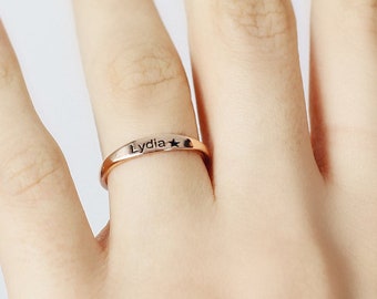 Custom Name Ring , Custom Delicate Stacking Ring , Pet Lover Jewelry , Baby Shower Gift , personalized christmas gift