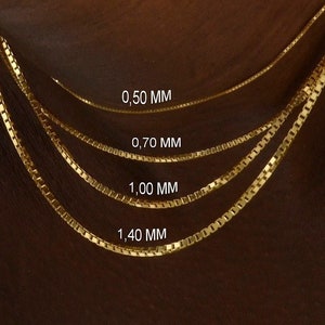 Gold überzogene Kasten-Kettenhalskette, Kasten-Kette, zierliche Kettenhalskette, Frauengeschenke, Geschenk zum Valentinstag