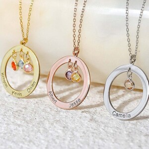 Birthstone Name Necklace ,  Family Necklace , Dainty Necklace , Personalized Necklace , Valentine&#39;s Day Gift